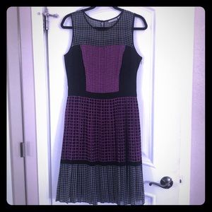 Black purple & plaid dress with pleated skirt.